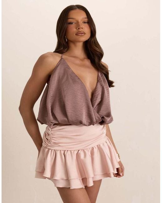 Missy Empire Pink Satin Ruffle Mini Skirt