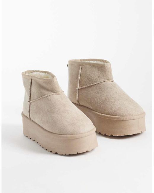 SEQWL Natural Mini Flatform Boots