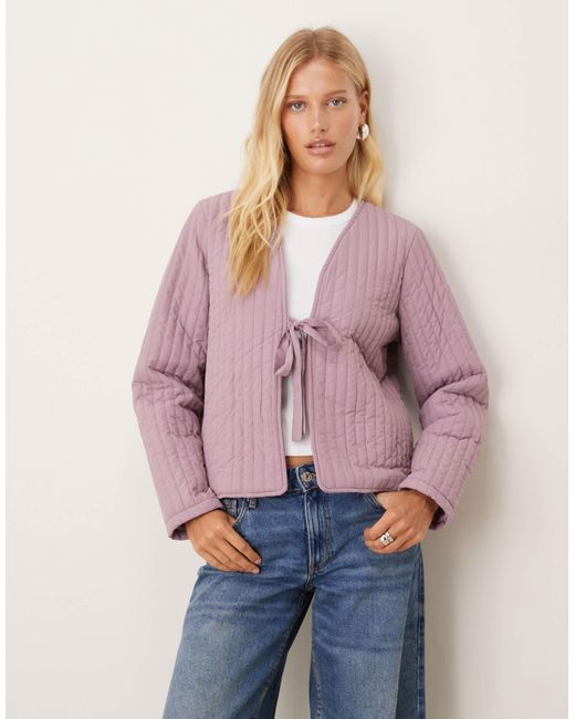 Vila Purple Tie Front Quilted Jacket