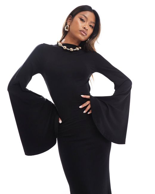 Robe mi longue a manches amples avec lanieres croisees dans le dos ASOS en coloris Bleu Lyst