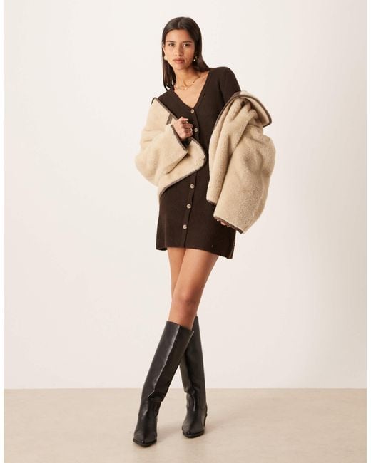 Aware Black Knitted Button Front Mini Dress