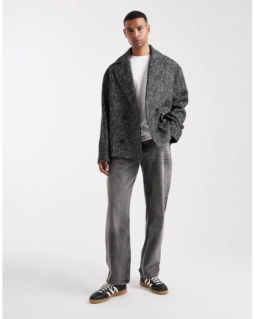 ASOS Gray Wool Look Peacoat for men