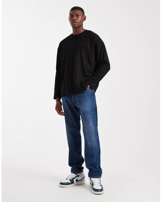 ASOS Black Oversized Long Sleeve T-shirt With Back Print for men