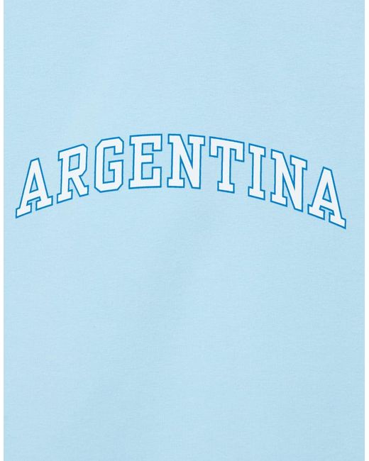 Pull&Bear Blue Argentina Slim Fit Graphic T-shirt