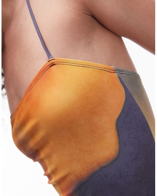 TOPSHOP Orange Fitted Swimsuit