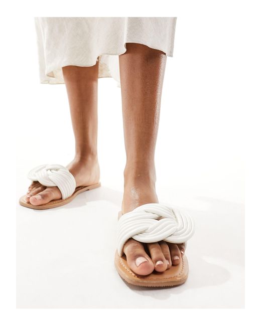 ASOS White Wide fit – fifi – flache, gewebte mules-sandalen