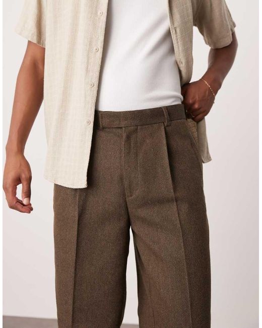 ASOS Green Smart Oversized Tapered Pleated Trousers for men