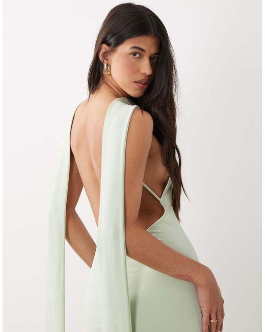 ASOS Green Scarf Detail Maxi Dress With Plunge Back