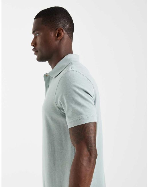 Barbour Blue Short Sleeve Tartan Detail Pique Polo Shirt for men