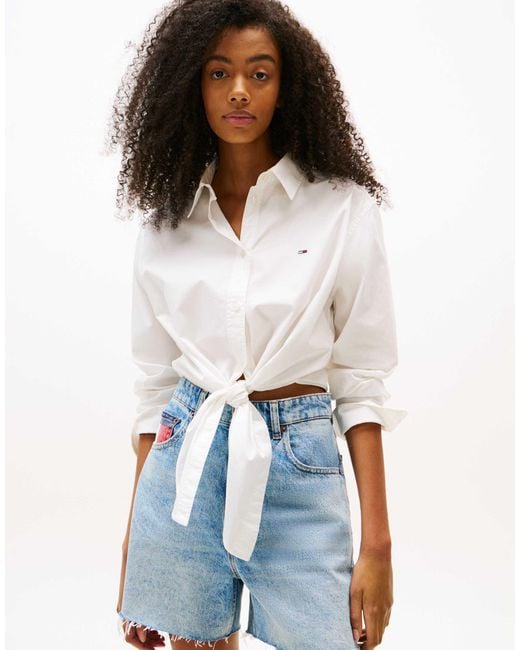 Tommy Hilfiger White – langärmlige hemdbluse