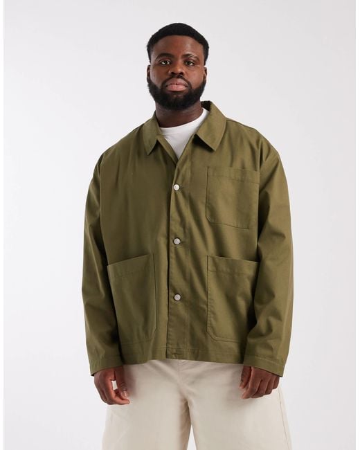 ASOS Green Oversized Worker Jacket for men
