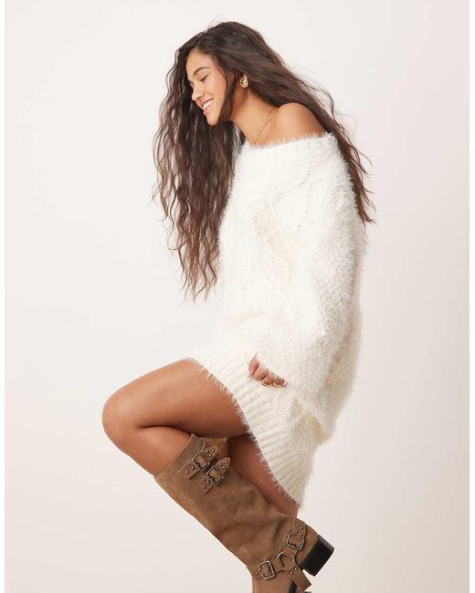 Glamorous Fluffy Argyle Cream Knitted Mini Jumper Dress in Natural | Lyst UK Glamorous Fluffy Argyle Cream Knitted Mini Jumper Dress in Natural | Lyst UK