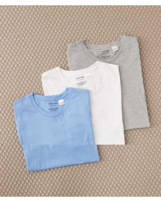 Calvin Klein Blue Cotton 3 Pack T-shirts for men