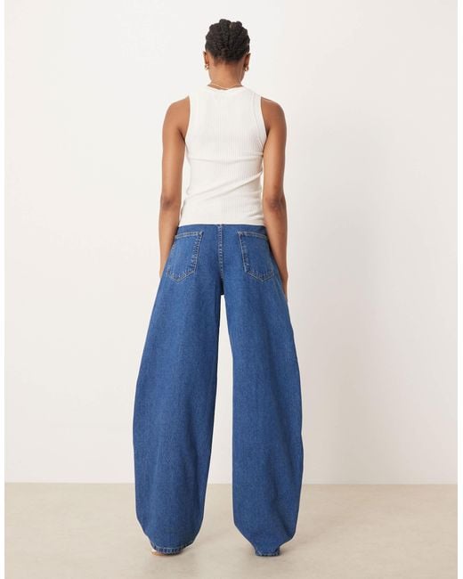 ASOS Blue Asos Design Tall High Waist Barrel Leg Jeans