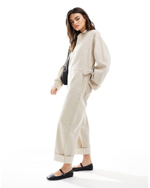 ASOS White Denim Oversized Mechanic Boilersuit