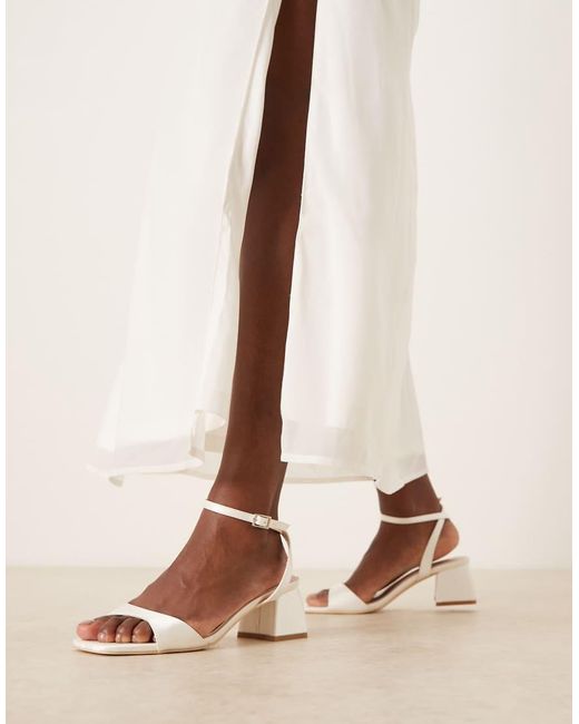 Be Mine Wide Fit Natural Bridal Ammie Low Block Heeled Sandals