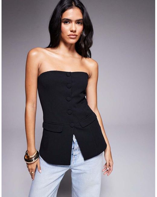 Brave Soul Elegant Bandeau-Gilet in het Black