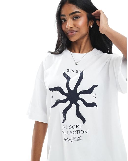 4th & Reckless White – oversize-t-shirt aus verwaschener baumwolle