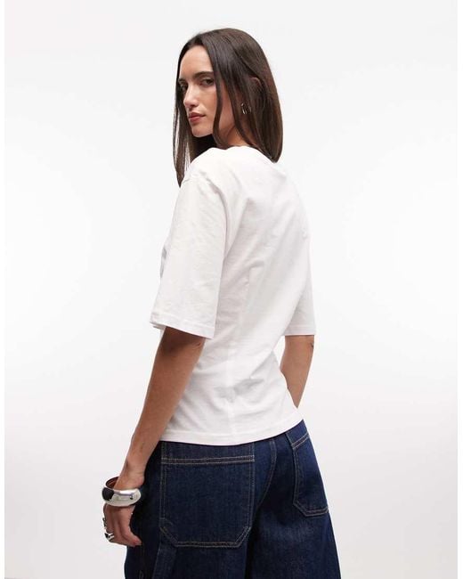 Monki White Cinched Waist Top