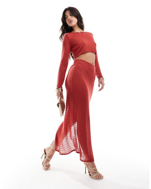Missy Empire Exclusive Textured Knit Bodycon Maxi Beach Skirt Co-ord