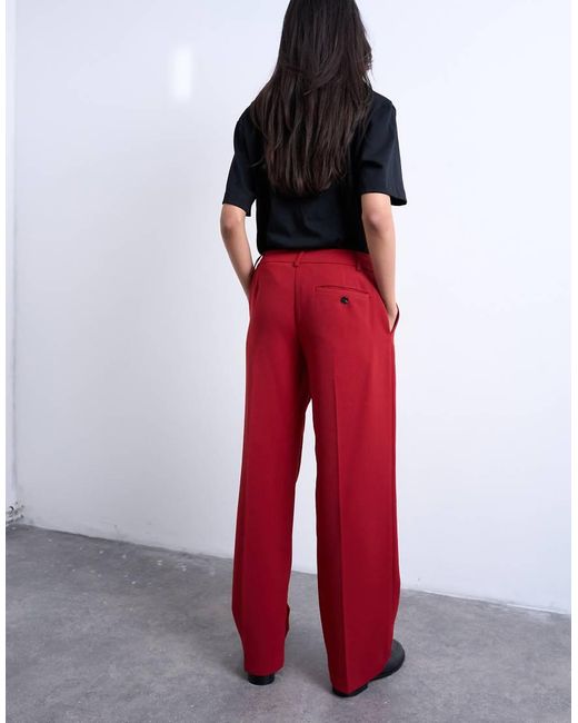 TOPSHOP Red Co Ord Mid Rise Clean Straight Trouser