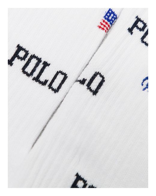 Polo Ralph Lauren Gray 3 Pack Sport Socks With All Over Logo Flag for men