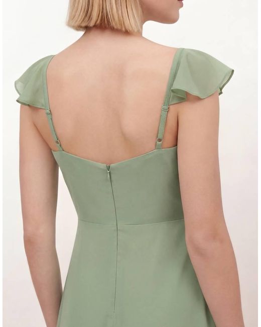 Maya Green Floral Embellished Waterfall Ruffle Maxi Dress