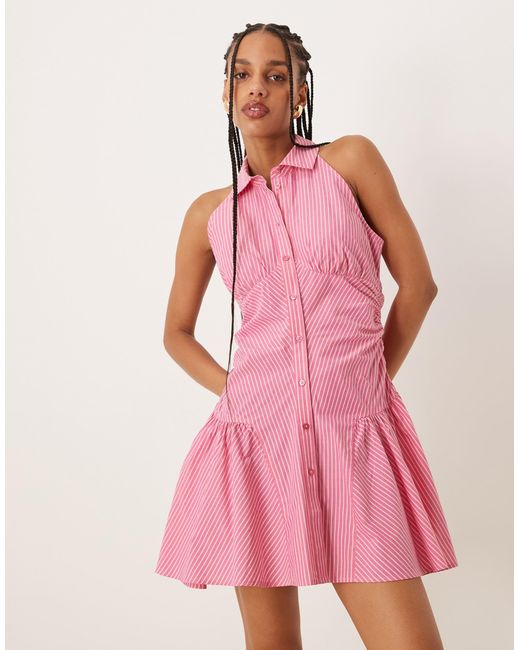 ASOS Pink Sleeveless Shirt Mini Dress