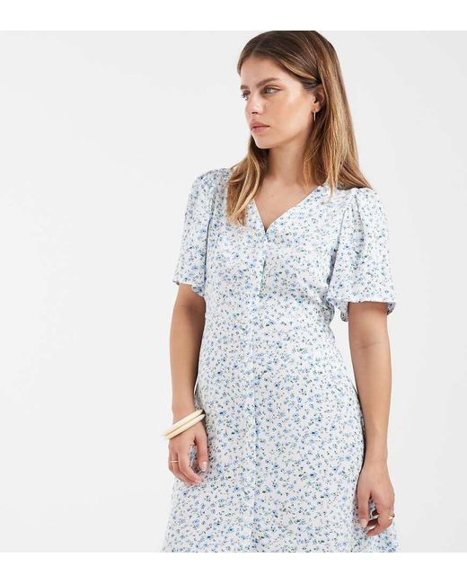 Vero Moda Blue Button Through Mini Skater Dress