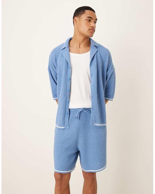 Pantalones Cortos Extragrandes De Punto De (Parte De Un Conjunto) ASOS de hombre de color Blue
