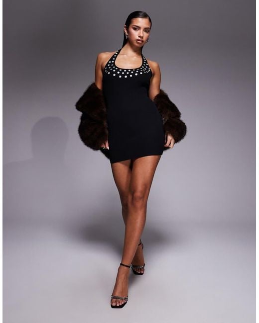 Edikted Black Jaylee Iridescent Knit Mini Dress