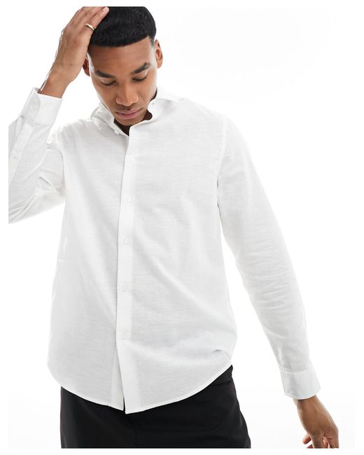 ASOS White Smart Linen Shirt for men