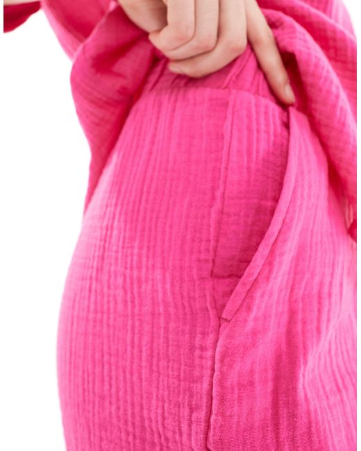 Jdy Pink Cheesecloth Short Co-ord