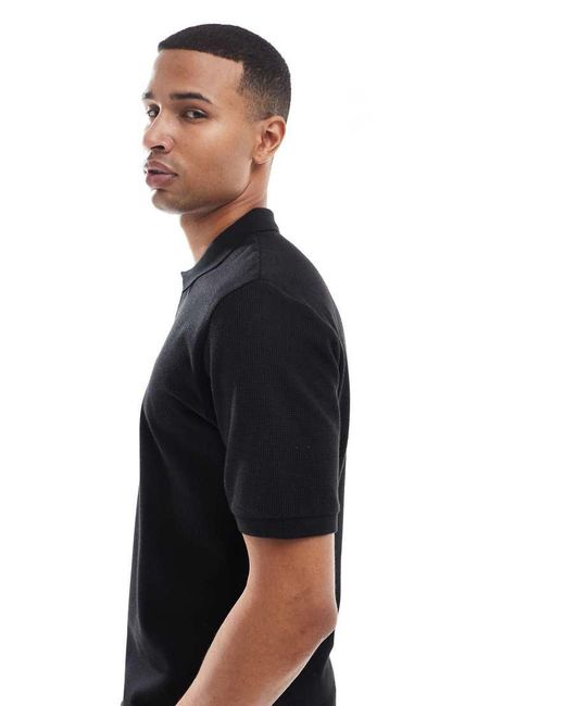 Jack & Jones Black Textured Polo for men