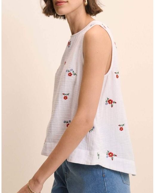 Nobody's Child Natural Floral Embroidered Sleeveless Swing Top
