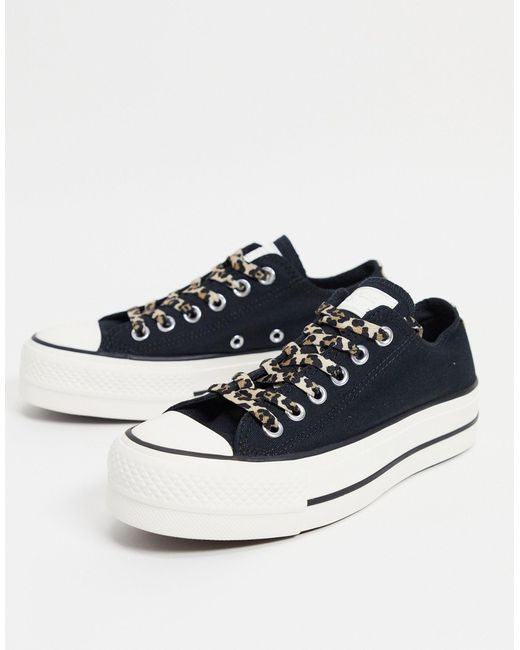 Converse Chuck Taylor Lift Ox Trainers With Leopard Laces in Black | Lyst  Australia