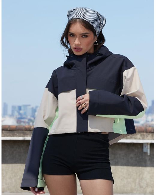 ASOS Blue Premium Waterproof Cropped Rain Jacket