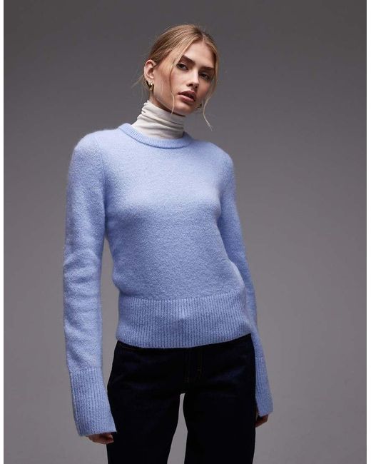 & Other Stories Purple Alpaca Blend And Wool Crew Neck Knitted Sweater