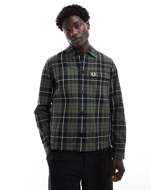 Fred Perry – karierte hemdjacke in Black für Herren