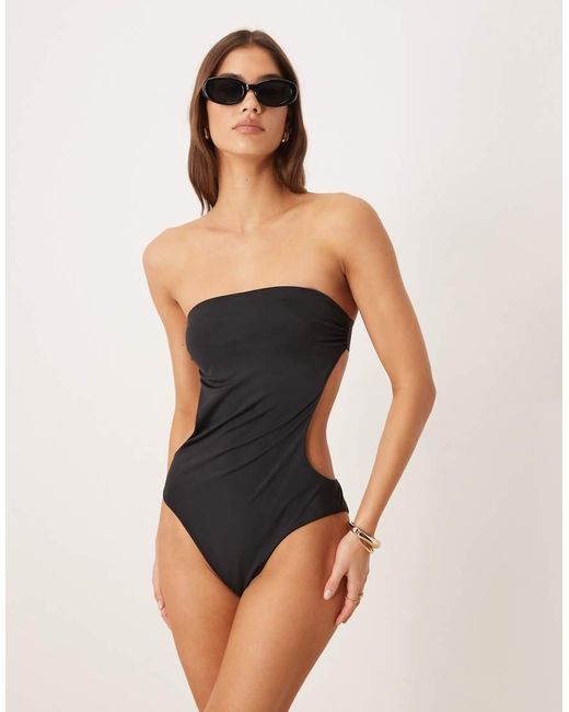 Calvin Klein Green Luxe Strapless Cut Out One Piece Swimsuit