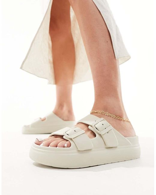ASOS White Freestyle Flatform Double Buckle Footbed Sliders