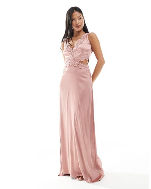 tfnc bridesmaid dresses asos TFNC Bridesmaid pleated chiffon maxi dress in green