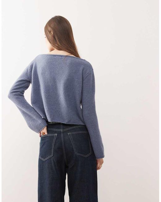 Monki Gebreide Trui Met Uitlopende Mouwen in het Blue