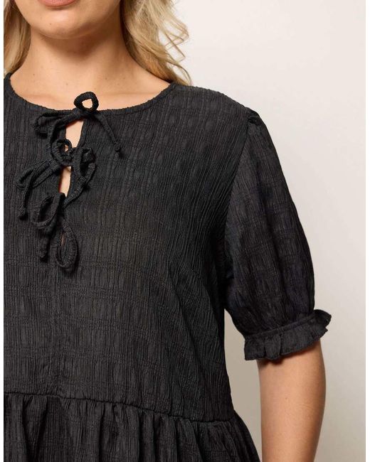 Yours Clothing Black Bow Front Mini Dress