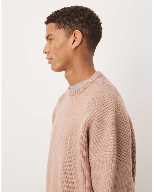 ASOS Natural Super Oversized Boxy Fit Knitted Fisherman Rib Jumper for men