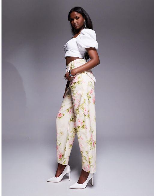 ASOS White Barrel Leg Heart Pocket Denim Jeans