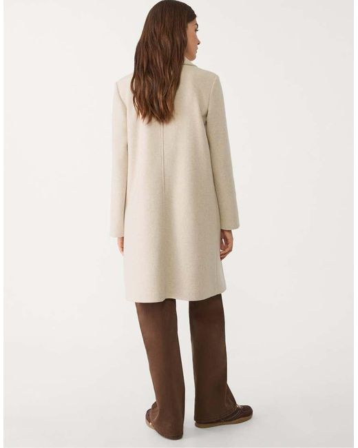 Stradivarius Midi Coat Van Zachte Stof Met Knopen in het Natural