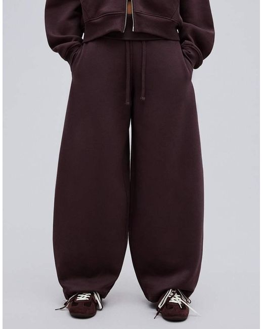 Bershka Purple Barrel Fit Plush Trousers