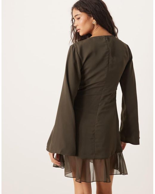 ASOS Brown Mini Dress With Ruched Bodice