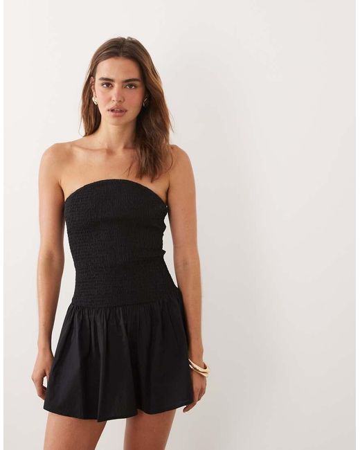 Cotton On Black Shirred Bandeau Mini Dress